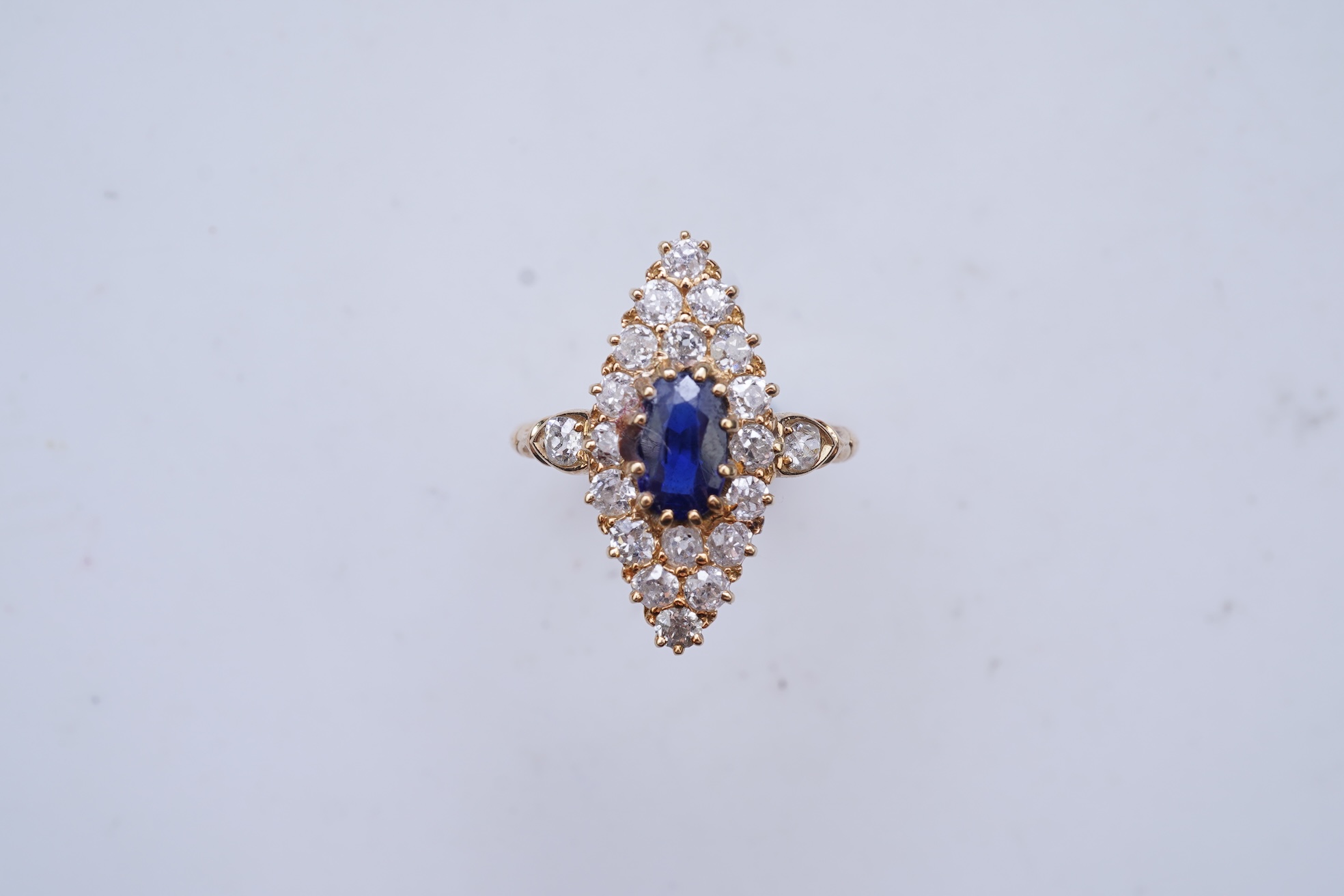 A Victorian sapphire and diamond ring, late 19th century